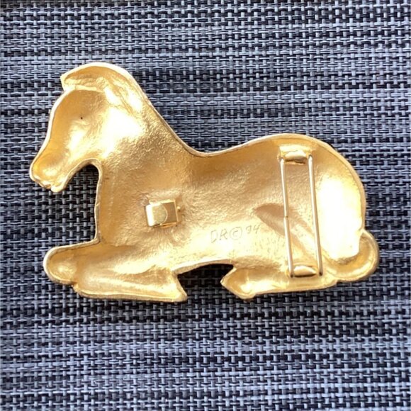 vintage signed doreen ryan 94 zebra belt buckle sturdy chunky metal statement go - Picture 4 of 5